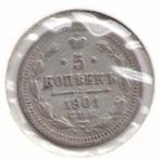 Rusland 5 kopek 1901, Postzegels en Munten, Munten | Azië, Zilver, Ophalen of Verzenden, Centraal-Azië, Losse munt