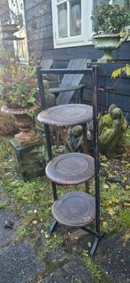 Oude houten serveer standaard plateau inklapbaar, Ophalen of Verzenden