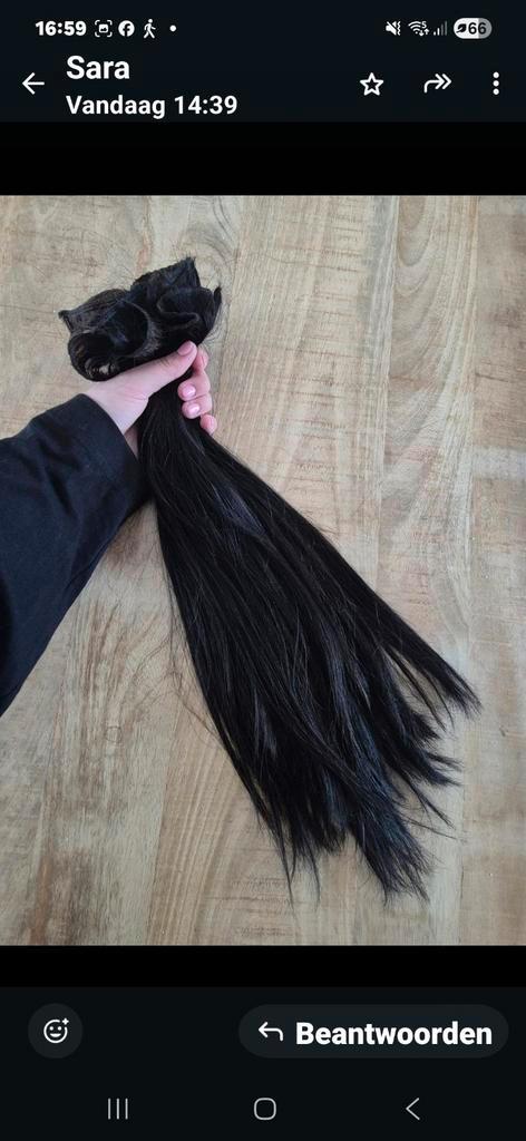 Echt Haar Extensions Weave - 52cm Zwart, Sieraden, Tassen en Uiterlijk, Uiterlijk | Haarverzorging, Zo goed als nieuw, Pruik of Haarverlenging