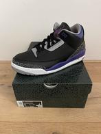 Nike Air Jordan 3 “Black Court Purple”, Kleding | Heren, Schoenen, Verzenden, Zo goed als nieuw, Zwart