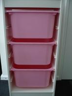 Ikea  witteTrofast opbergkast met 3 roze bakken, Ophalen, Zo goed als nieuw, Minder dan 50 cm, 90 tot 105 cm