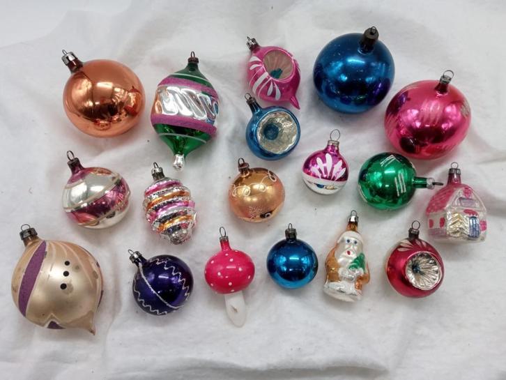 Mooie set oude glazen kerstballen, Diversen, Kerst, Gebruikt, Ophalen of Verzenden