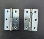 2 Stuks Nieuwe Scharnieren 75 x 50 mm verzinkt rechte hoeken, Ophalen, Nieuw