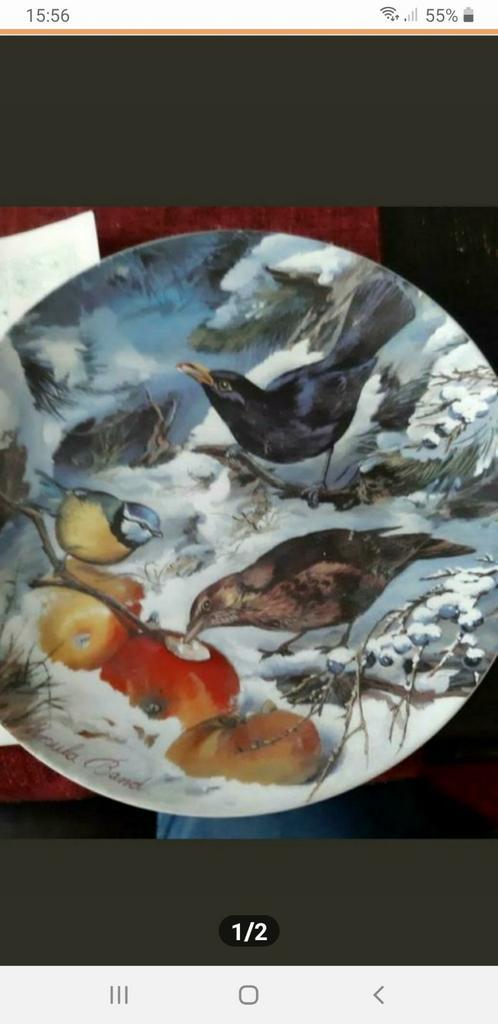 Verzamelaarsobject: Sierbord met vogels, Antiek en Kunst, Antiek | Wandborden en Tegels, Ophalen of Verzenden