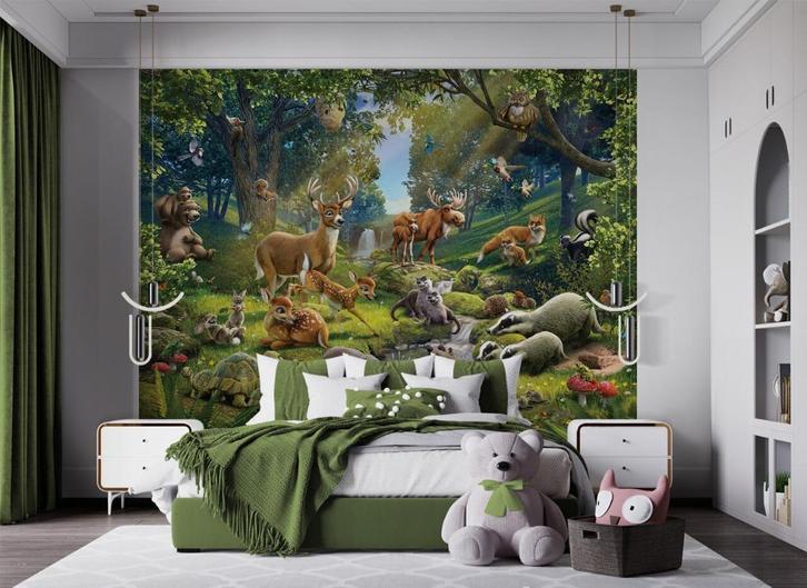 Bosdieren Poster Behang - Walltastic - Gratis Verzending, Huis en Inrichting, Stoffering | Behang, minder dan 10 m², Ophalen of Verzenden