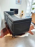 Vintage Corbusier replica 3-zits lederen bank, Huis en Inrichting, Banken | Voetenbanken en Poefen, Ophalen, Gebruikt, 125 cm of meer