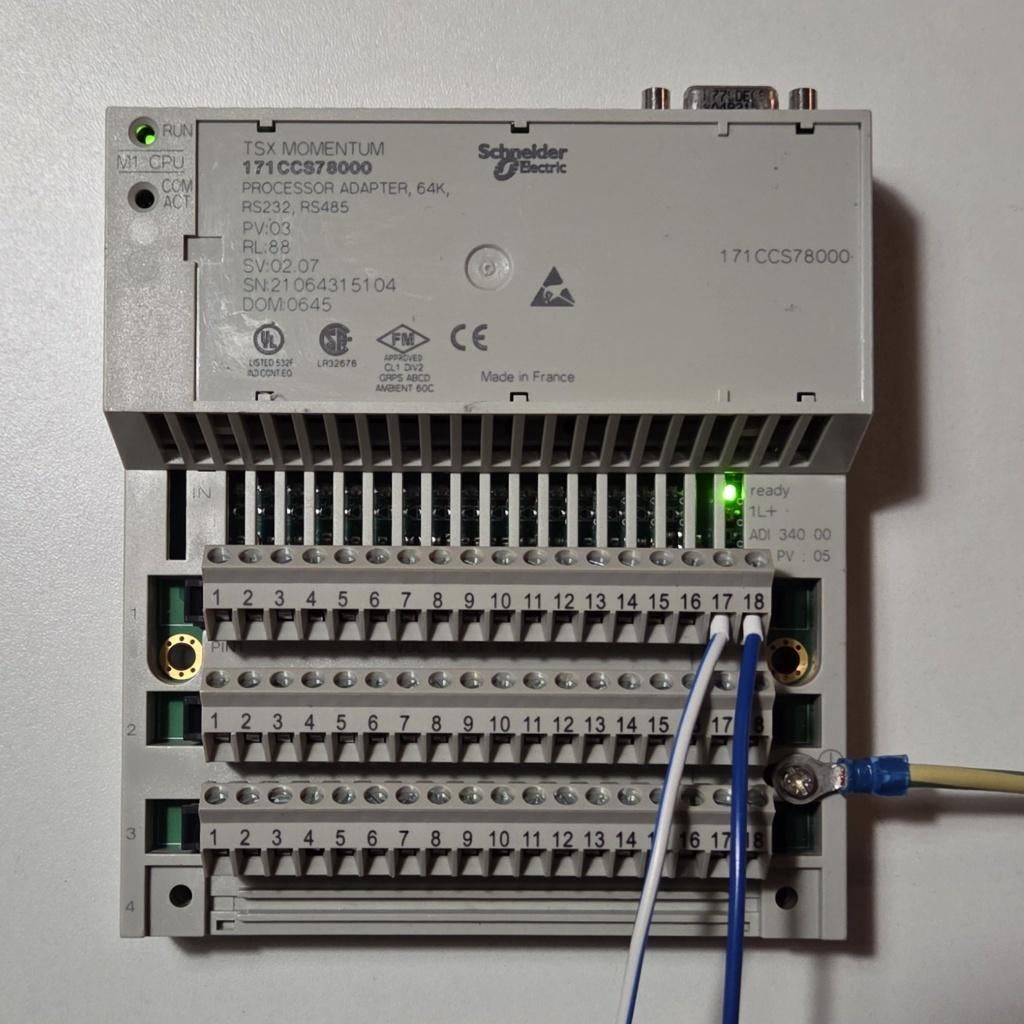 Schneider Modicon Momentum PLC Set: 171CCS78000+170ADI34000, Hobby en Vrije tijd, Elektronica-componenten, Gebruikt, Verzenden
