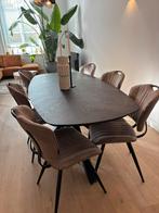 Hotel chique japandi danish oval eettafel, Ophalen, 100 tot 150 cm, 200 cm of meer, Zo goed als nieuw