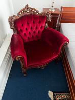 Prachtige Barok Fauteuil met Rode Bekleding, Gebruikt, Barok, 75 tot 100 cm, Ophalen of Verzenden