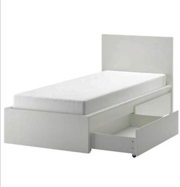 IKEA Malm bed grijs, 90x200 met lades - afbeelding 2