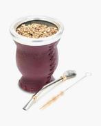Lederen en glazen Yerba Mate kalebas set met bombilla., Ophalen of Verzenden, Nvt, Nvt, Nvt