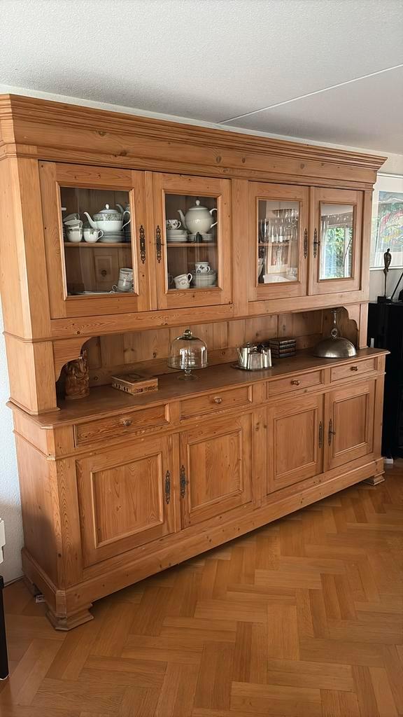Franse winkelkast vitrinekast, Huis en Inrichting, Kasten | Buffetkasten, Zo goed als nieuw, 200 cm of meer, 200 cm of meer, 50 tot 75 cm