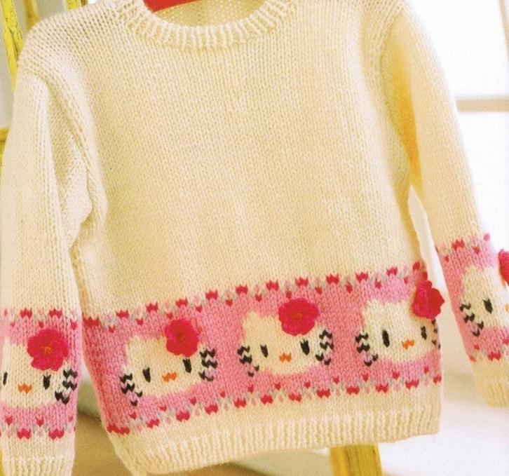 Hello Kitty trui breipatroon, Hobby en Vrije tijd, Breien en Haken, Zo goed als nieuw, Breien, Patroon of Boek, Verzenden