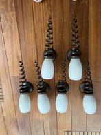 Wandlampen set 6 stuks bruin metaal/ wit albast, Huis en Inrichting, Lampen | Hanglampen, Modern industrieel. Rustiek sfeervol