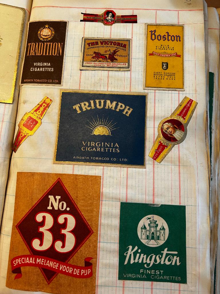 Verzameling sigarenbandjes etc. 80 pagina ‘ s, Ophalen, Gebruikt, Sigarenbandjes