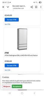 Kledingkast Billund wit/beton, Huis en Inrichting, Ophalen, Zo goed als nieuw