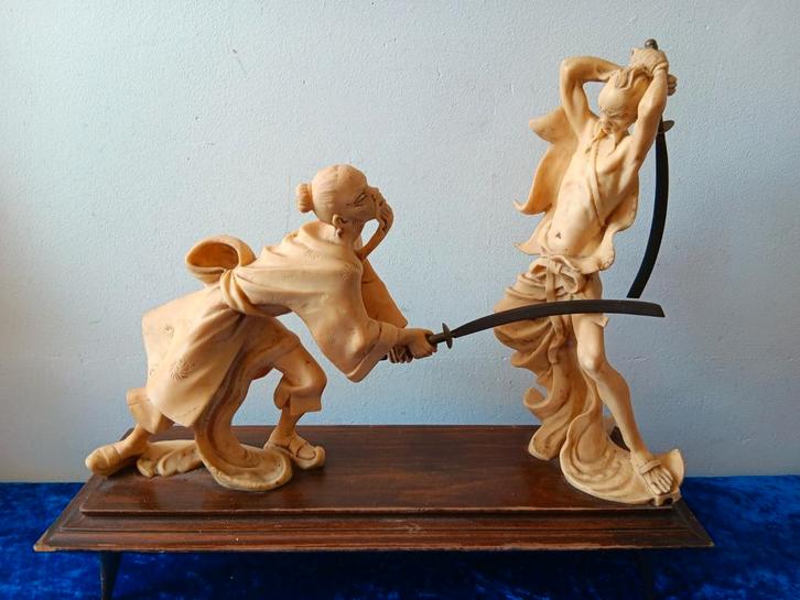 Gesigneerd - Japans Zwaarvechters, Antiek en Kunst, Kunst | Beelden en Houtsnijwerken, Ophalen of Verzenden