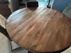 Mango houten tafel kruispoot, Huis en Inrichting, Tafels | Eettafels, Ophalen, Rond, Zo goed als nieuw, Vier personen