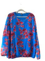 Ned blouse blauw rood bloem dessin nieuw CHCS 40/42, Blauw, Maat 42/44 (L), Nieuw, Ophalen of Verzenden