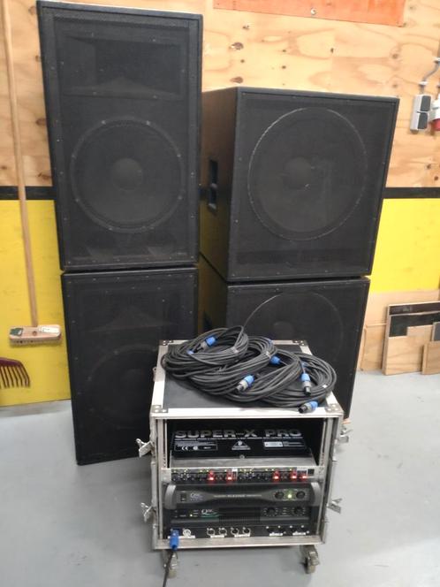 Set sub+top 2500 watt RMS (QSC, Beyma, 18Sound), Audio, Tv en Foto, Professionele Audio-, Tv- en Video-apparatuur, Gebruikt, Audio