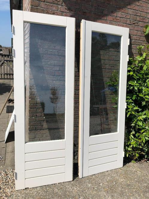 |Hardhouten dubbele deuren| dubbelglas| 204.5X 143,5 |, Doe-het-zelf en Verbouw, Deuren en Horren, Gebruikt, Buitendeur, 200 tot 215 cm