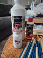 Klei, gesso, vernis, acrylverf, kleigereedschap, penselen, Ophalen of Verzenden, Zo goed als nieuw