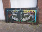 Rvs poort met eland / hert, Ophalen of Verzenden, Gebruikt, Hout, 150 tot 200 cm