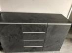 Modern Dressoir in Donkergrijze Steenlook –Veel Opbergruimte, Ophalen, 100 tot 150 cm, Zo goed als nieuw, Modern