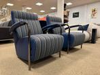 2 Als nieuw Leolux Scylla fauteuils blauw leer Design stoel