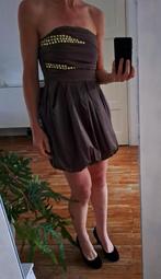 Korte bruine cocktailjurk - Eva & Lola, Kleding | Dames, Bruin, Ophalen of Verzenden, Zo goed als nieuw, Maat 36 (S)