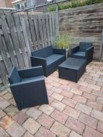 Kunststof Tuinset met Kussens, Ophalen, 4 zitplaatsen, Kunststof, Gebruikt