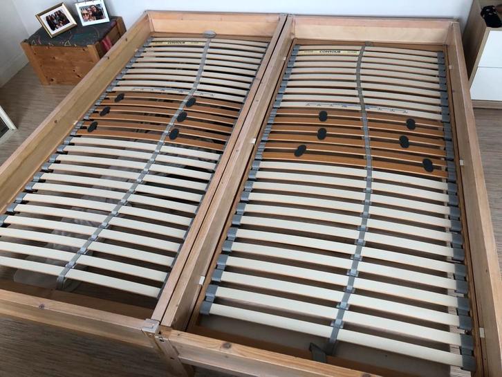 2 Lundia Eenpersoonsbedden (90x200) incl. Lattenbodem, Huis en Inrichting, Slaapkamer | Bedden, Gebruikt, Eenpersoons, 90 cm, 200 cm