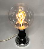 Retro Tafellampje met Grote Bollamp - Metaal en kunststof, Gebruikt, Ophalen of Verzenden, Retro, Minder dan 50 cm