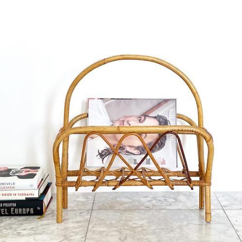 vintage bamboe LECTUURREK rek bohemian boho MCM Deens design, Huis en Inrichting, Woonaccessoires | Krantenbakken en Lectuurbakken