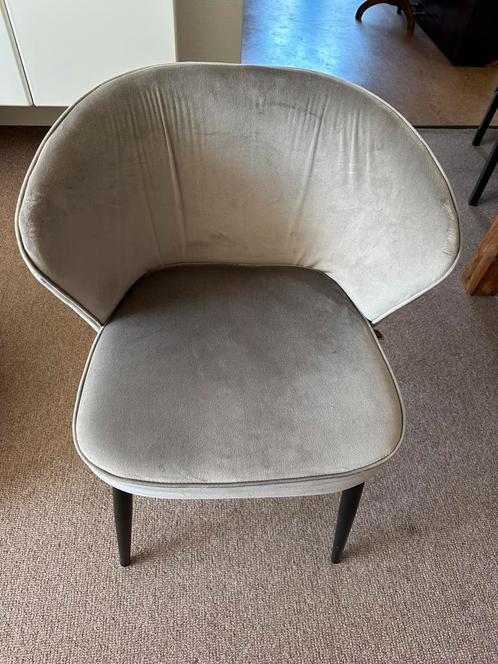 Stoel velours groen/grijs, Huis en Inrichting, Stoelen, Zo goed als nieuw, Eén, Stof, Overige kleuren, Ophalen