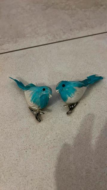 2 vogeltjes voor kerstboom mintgroen zeegroen turquoise wit  beschikbaar voor biedingen