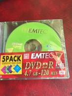 EMTEC dvds recordable 4.7Gb, 120 min. 5 discs, Herschrijfbaar, EMTEC, Nieuw, Ophalen of Verzenden