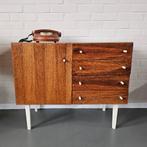 Vintage Retro Palissander Dressoir Kastje Legkastje lades, Gebruikt, Met deur(en), X, 25 tot 50 cm