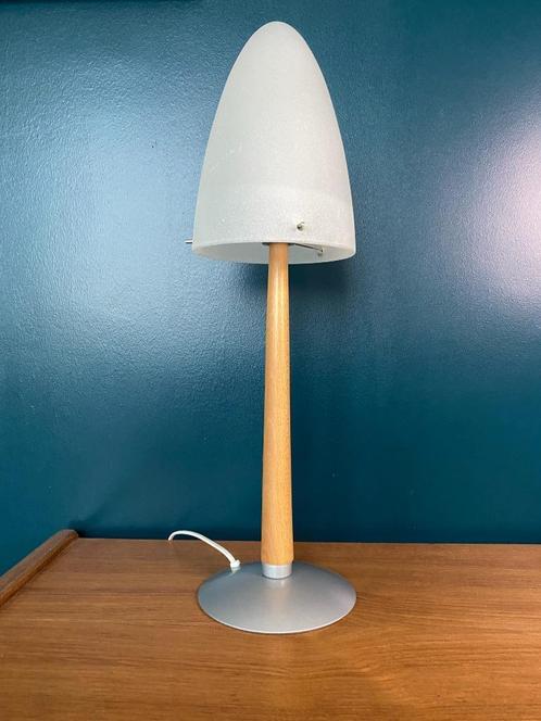 Vintage Hema Space Age lamp, rocket stijl, Huis en Inrichting, Lampen | Tafellampen, Minder dan 50 cm, Glas, Hout, Metaal, Ophalen of Verzenden