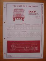 DAF A 1900 DF Technische Specificatie folder 1968 4x2 Kikker, Ophalen, Zo goed als nieuw, Overige merken, DAF Trucks