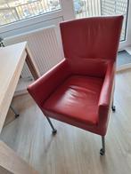 2 rode eetkamerstoelen - eventueel met tafel, Huis en Inrichting, Ophalen, Twee, Leer, Zo goed als nieuw
