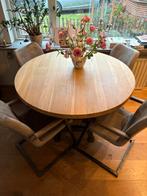 Industriële Ronde Tafel met Gietijzeren Onderstel, Ophalen of Verzenden, Rond, 100 tot 150 cm, 50 tot 100 cm