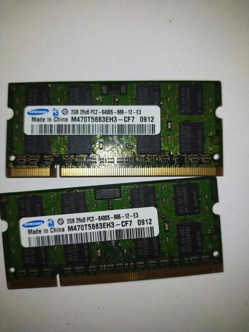 samsung ddr2 2x 2gb, Computers en Software, RAM geheugen, Zo goed als nieuw, Laptop, 4 GB, DDR2, Ophalen of Verzenden