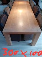Houten tafel + 8 stoelen, Huis en Inrichting, Tafels | Eettafels, Gebruikt, 200 cm of meer, Rechthoekig, 50 tot 100 cm