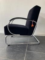 Gispen 407 fauteuil , chroom, zwarte ribstof, Minder dan 75 cm, Design, Ophalen of Verzenden, Zo goed als nieuw