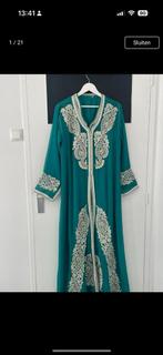 Turquoise Kaftan met Borduurwerk, Maat 38/40 (M), Ophalen of Verzenden, Zo goed als nieuw, Onder de knie