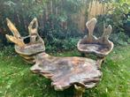Mooie teak wortelhout tuinset !, Ophalen, Gebruikt, Teakhout