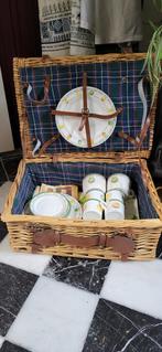 picknickmand riet met lederen banden, Hobby en Vrije tijd, Picknickmanden, Ophalen of Verzenden, Nieuw