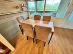Eettafel 150x80 cm met 6 stoelen (5 op de foto), Huis en Inrichting, Tafels | Eettafels, Ophalen, 200 cm of meer, 50 tot 100 cm