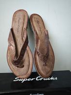 Super Cracks leren slippers koper bruin leer 37, Bruin, Instappers, Nieuw, Ophalen of Verzenden